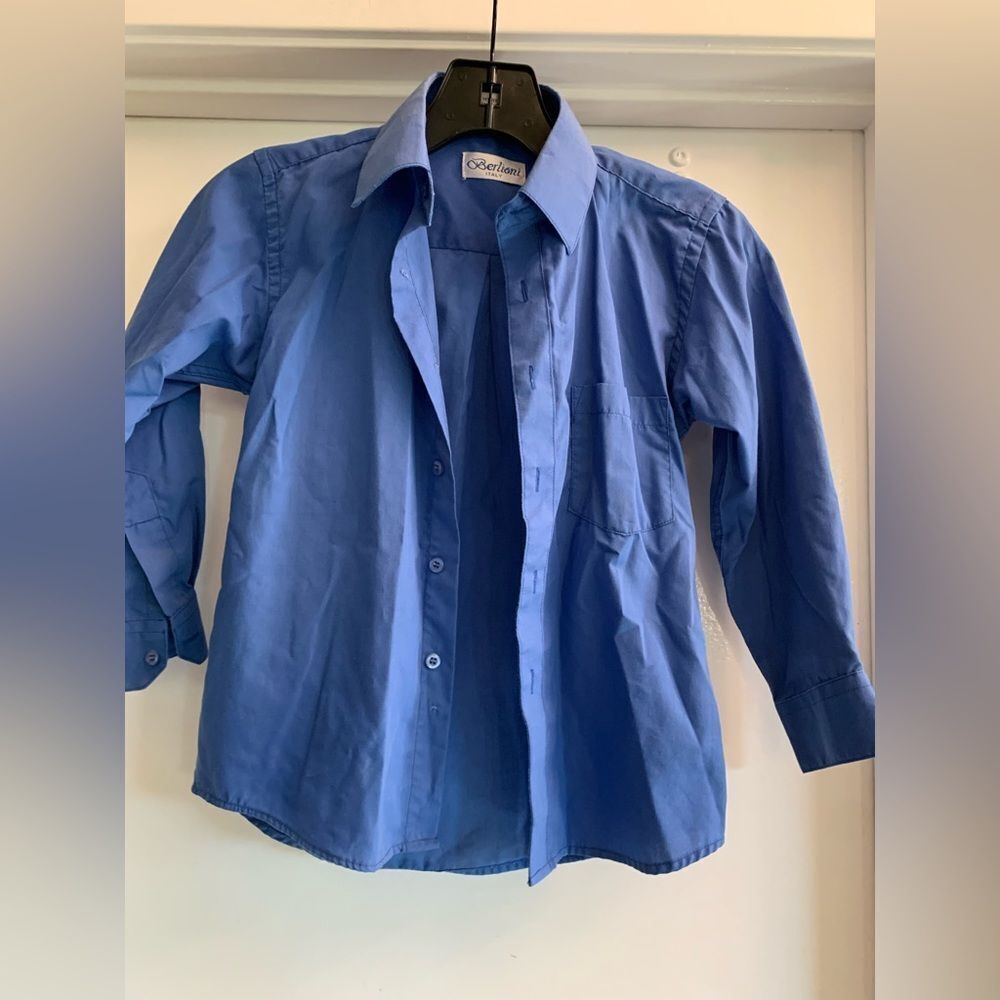 Berlioni Boys Blue Dress Shirt Size 6
